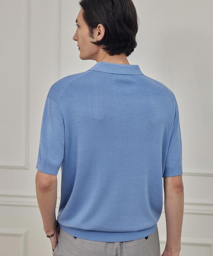 THEKNITCOMPANY Reese'S Silk Polo Shirt - Celestial Blue