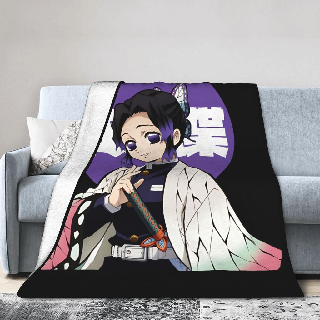Kimetsu No Yaiba Blanket Cover Shinobu Kocho Fleece Throw Blanket Summer Air Conditioning Decoration Ultra-Soft Warm Bedspread
