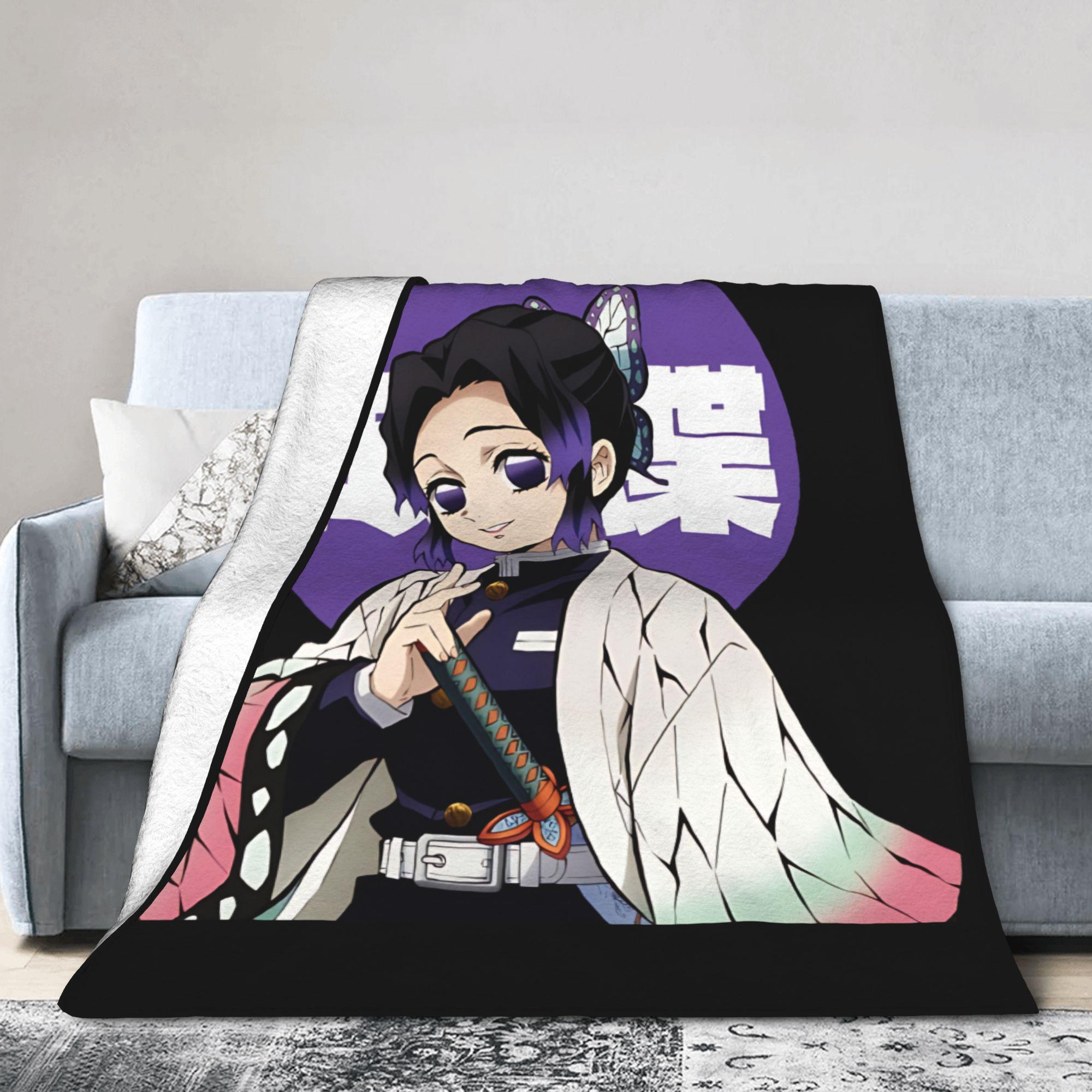 Kimetsu No Yaiba Blanket Cover Shinobu Kocho Fleece Throw Blanket Summer Air Conditioning Decoration Ultra-Soft Warm Bedspread 75x90cm
