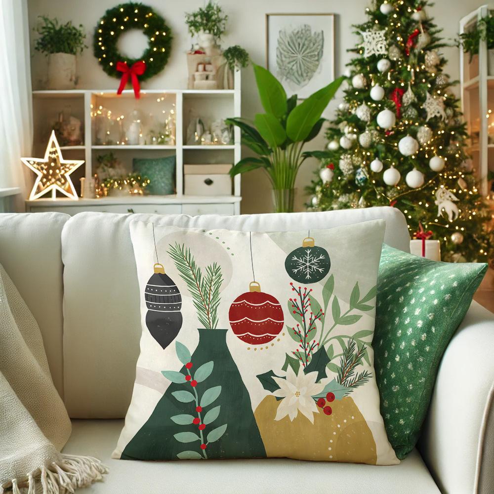 1pcs Classic Santa Claus Series Cushion Pillow Cover Fashion Christmas Theme Snowman Pattern Pillowcase For Home Sofa Decoration