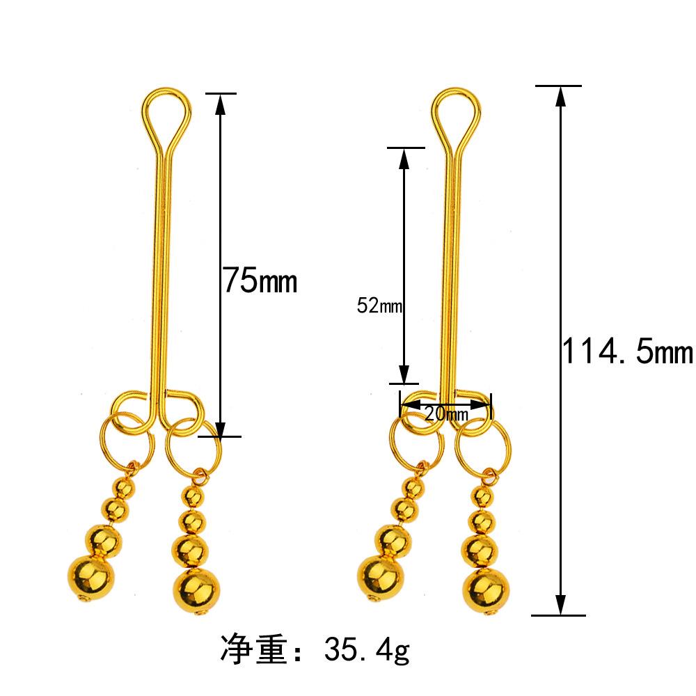 Adult Sex Toys V Clip Golden Ancient Bell Golden Column Mei Mei Clip Metal Nipple Stimulation Toys SM