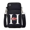 New Letter-printed Black Oblique Span Bag, Mobile Phone Bag, Light To Carry, Vertical Length and Width Change Bag