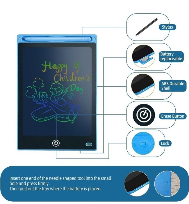 Tablette Dessin Enfant Ardoise Magique 8.5 Pouces LCD - Couleur Bleue