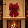 Decorative Velvet Bows for Wreaths Christmas Flocked Fabric Bow, Large Red Bow with Hanging Strap, Mall Window Displays Festive Pendant Tree, Holiday