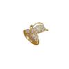Real Gold Bow Zircon Ring Opening Adjustable Simple Jewelry Japanese Ring Couple Ring