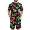 Men's Halloween Casual Pajama Set Short Sleeve Top and Shorts Comfortable Lightweight Sleepwear for Home Relaxation