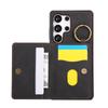 For Samsung Galaxy S24 Ultra Case Card Holder Kickstand Leather+TPU Phone Cover with Ring Holder