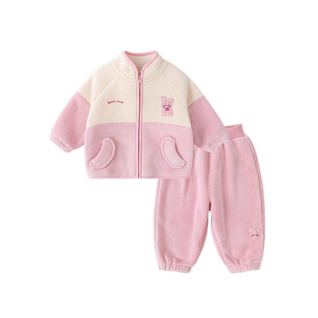 Dudujia Baby Plus Velvet Hoodie Two-Piece Set - Thick Autumn/Winter Wear