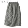 Korean Style Plus Size Autumn Winter Women Basic Skirt High Waist Casual Loose Padded Cotton Skirt Vintage Ladies' All-Match Midi Skirt