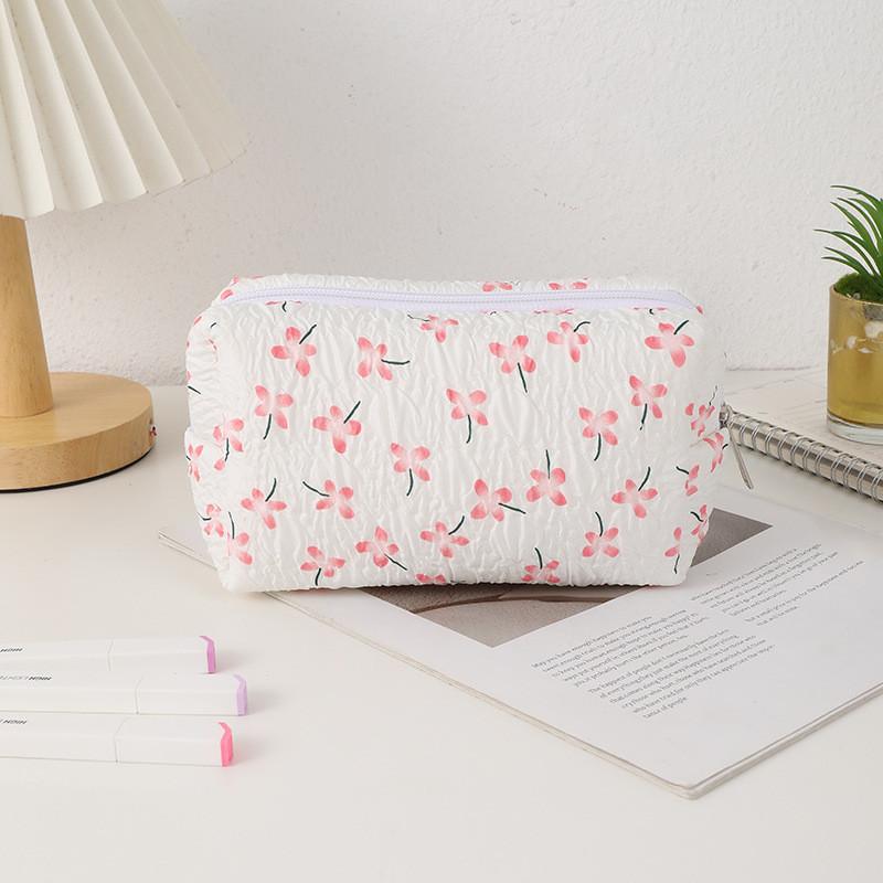 Fabric Pencil Case With Floral Pattern Large Capacity For Stationery Storage
