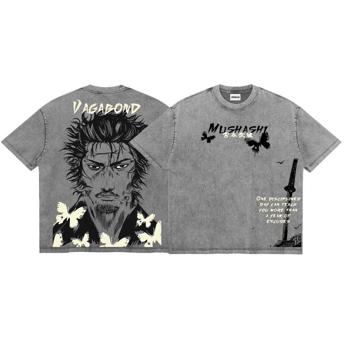 

Manga Vagabond Graphic T-shirt For Men s Clothing Street Fashion Y2k Washed Oversized T Shirt High Quality 100% Cotton Tees Tops S