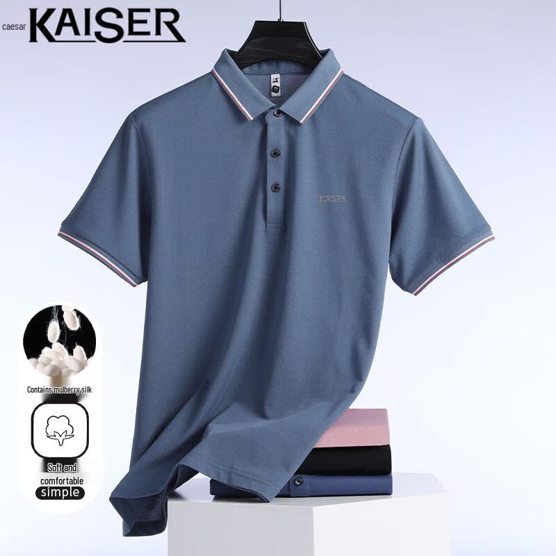 Men s Embroidered Mulberry Silk Blend Polo Shirt KS023 54