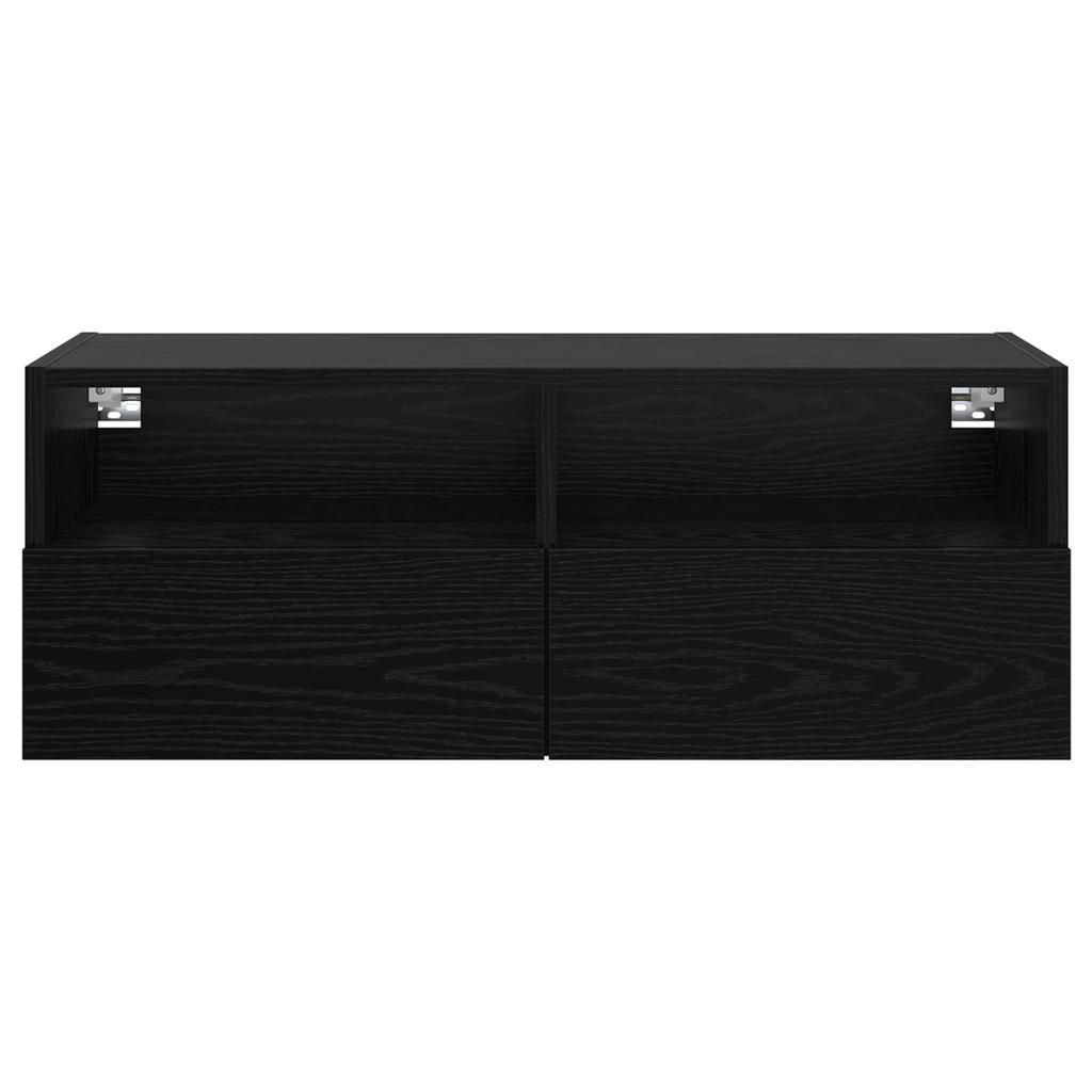 TV Wall Cabinet Black Oak Look 80 X 30 X 30 Cm