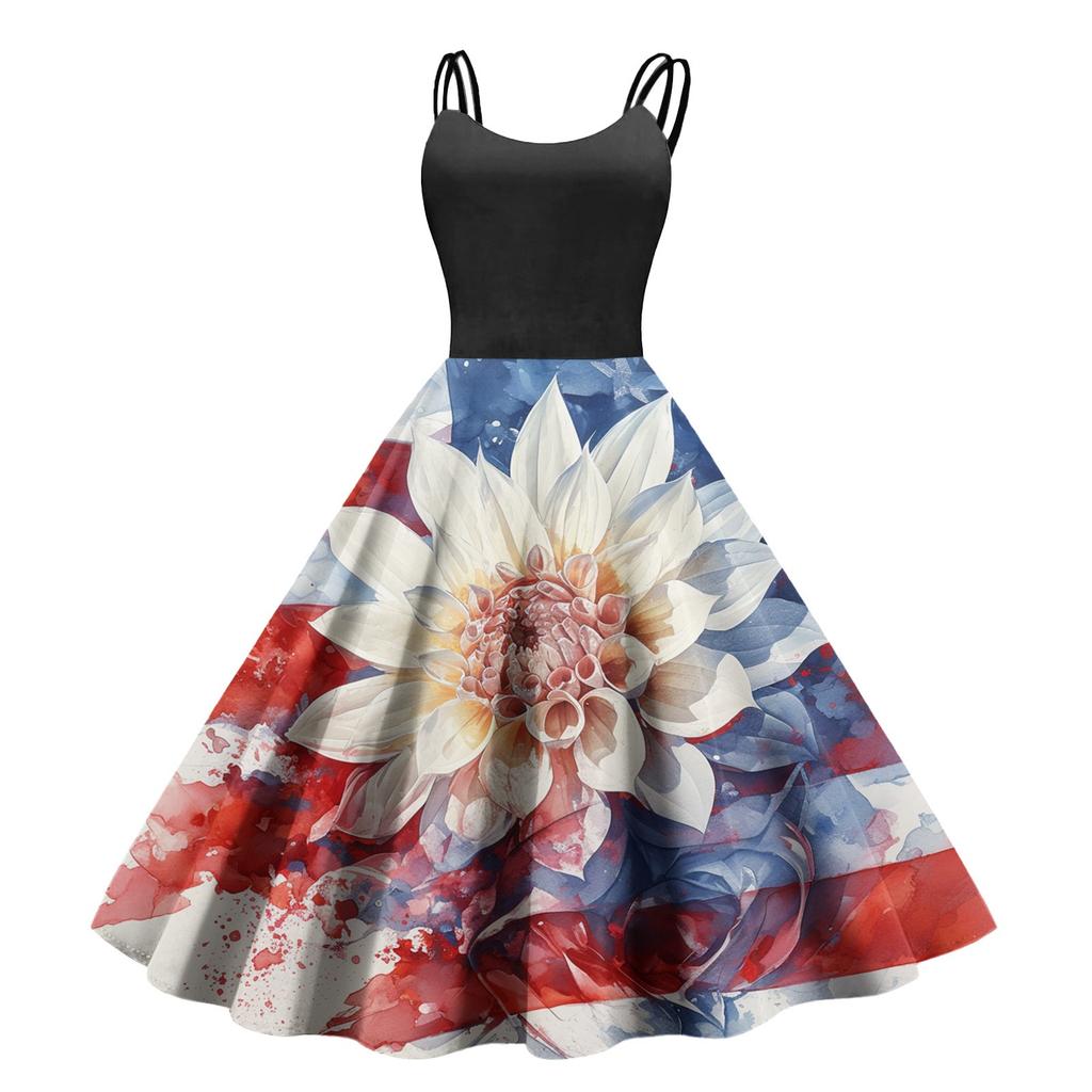 Women's Casual Fashion Print Sexy Off Shoulder Punk Retro Dress Retro Dress Dress