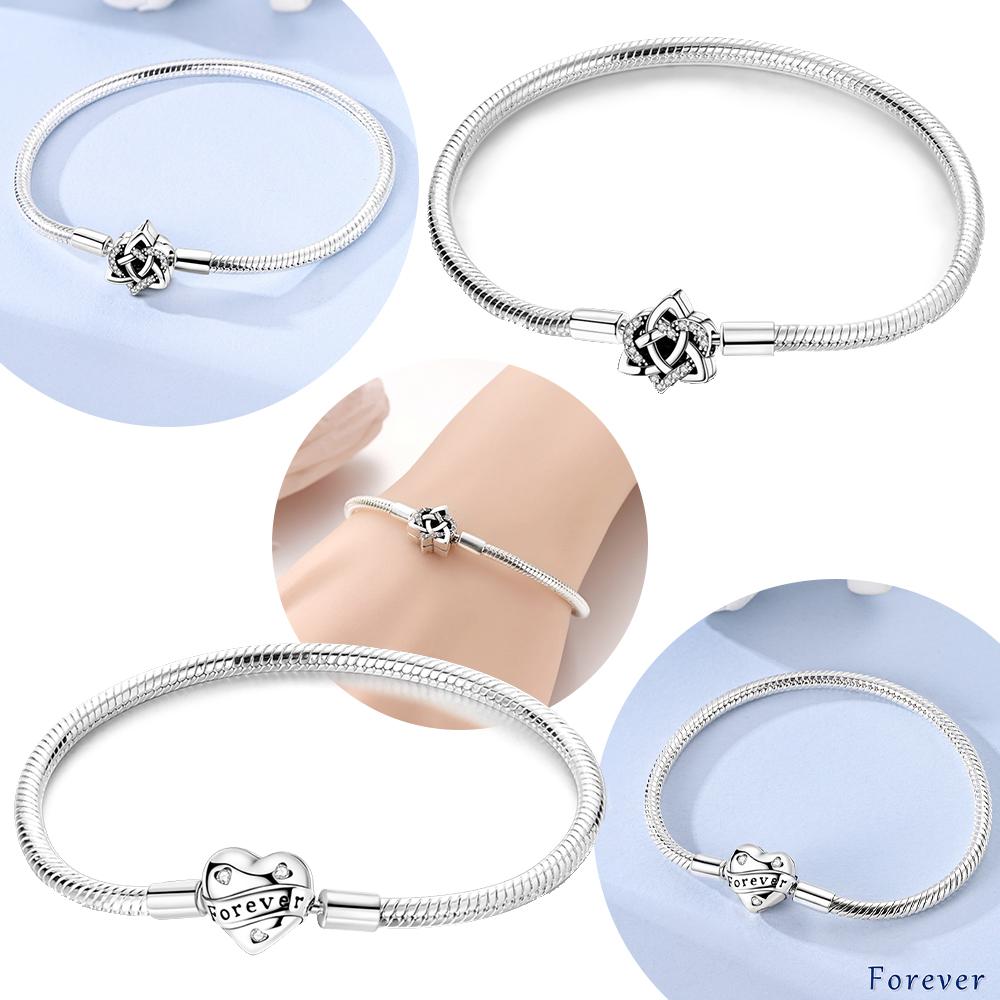 Authentic Bracelets Everlasting Love Heart copper Celtic Snake Chain Bracelets Charm Women Fine Gift Jewellery Accessory
