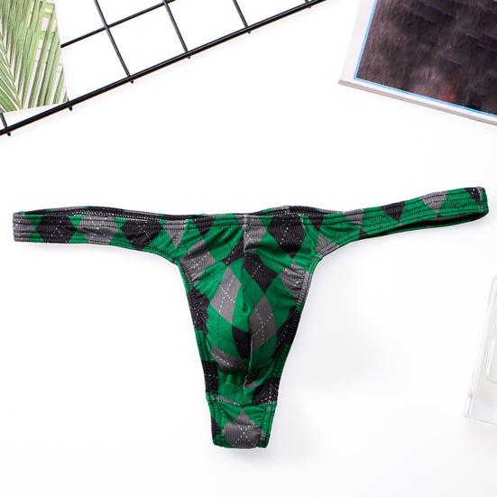 Pánská tanga Károvaný potisk Sexy každodenní nošení Pánské elastické pas G-string kalhotky
