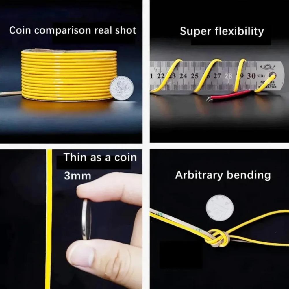 COB LED Strip Light 5V 12V 24V 320 400 LEDs Flexible Tape 5mm 3mm 8mm PCB Warm White/White High Density Linear Lights