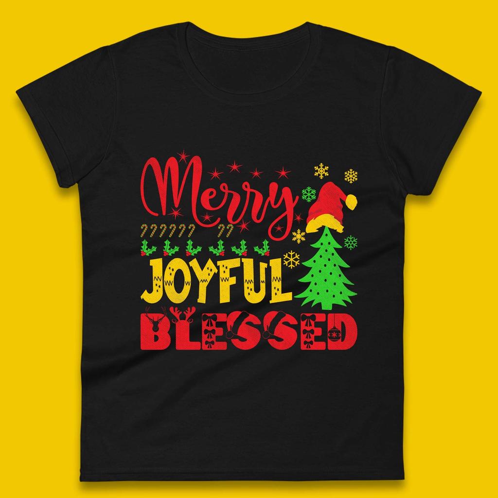Merry Joyful Blessed Christmas Womens T-Shirt Mens Tops Tees Unisex