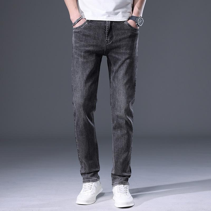 

Новые универсальные эластичные джинсы из чистого хлопка Four Seasons, корейская версия, облегающие, узкие, маленькие прямые длинные брюки для мужчин 40