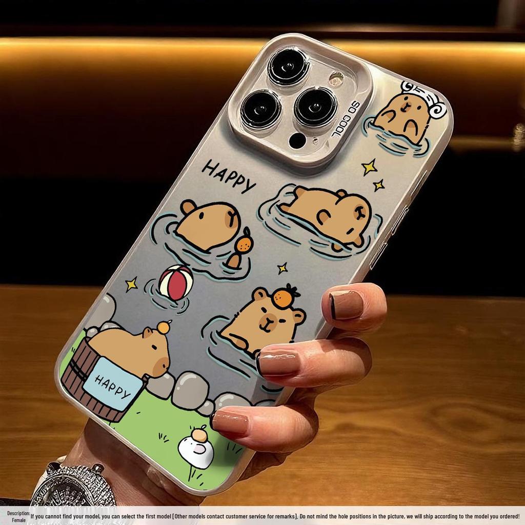 Capybara Phone Case for iPhone 12 Pro Max/13/14/15/16/17 Silver, Cross-Border Niche