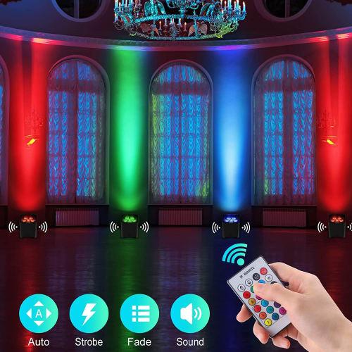 U`King 6x18W RGB LED Stage Lighting, Par Light, Rechargeable 8800mAh Battery, Wireless Operation with APP & Remote Control, WiFi, DMX, and Voice Contr