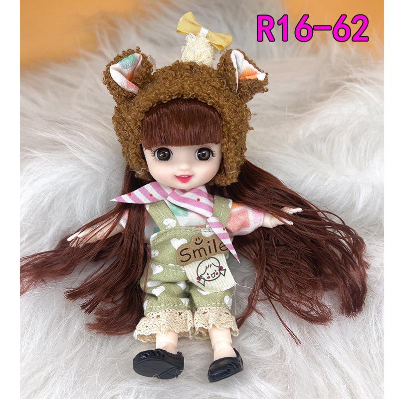 16cm 8-Point BJD Princess Doll with Denim Wedding Dress & Accessories - 6" Dress-Up OB11 Clothes, Tops, and Shorts