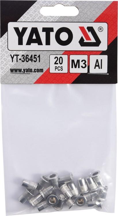 ALUMINUM RIVET NUTS M3, 20 PCS YT-36451 YATO