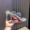 Fashion A Word With Transparent Sandals 2025 New High-Heeled Slippers Female Fashion Simple Style Diamond Slippers Female Summer Wear