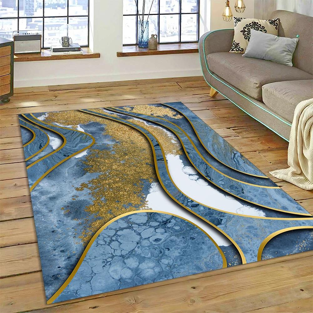 Dream Colour Splendid Marble Gold Nordic Rug for Home Living Room Bedroom Sofa Doormat Kitchen Decor Mat