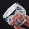 High-End Blue And White Silver Master Cup Ceramic Tea Cup Retro High-End Personal Special Single Cup Kung Fu Tea Set Teacup