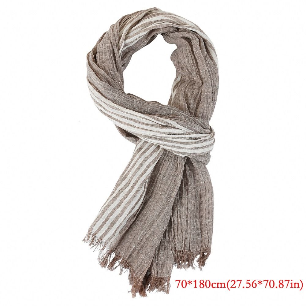 Cotton Linen Yarn-dyed Winter Men Scarf Tassel Male Accessories High Quality Neckerchief  Wrap
