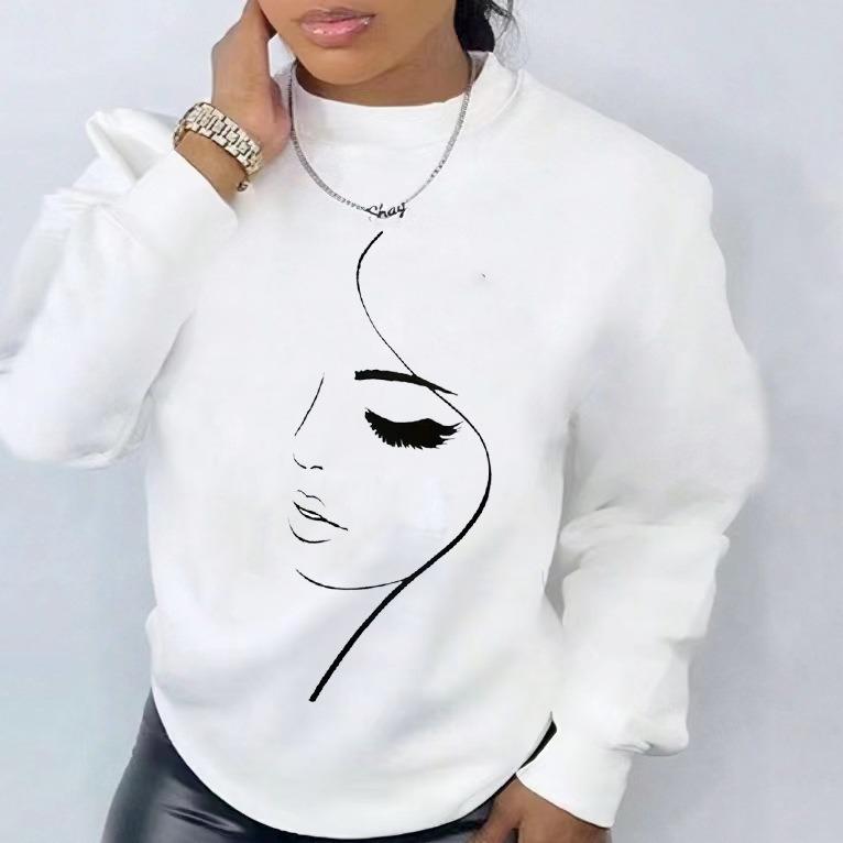 Women s Round Neck Printed Long Sleeved Shirt L