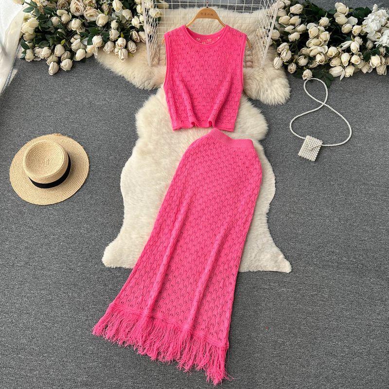 Gentle Cut Out Sleeveless Mid Length Long Length Tassel Summer Dress