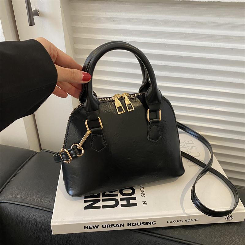 Stylish Vintage Shell Bag For Women 2023 Soft Pu Leather Handheld Shoulder Bag
