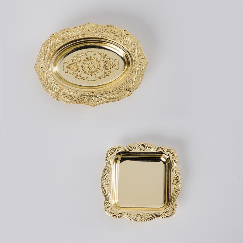 3pcs Plastic Plate Silver Electroplated Plate Fruit Plate Small Tray Gold Jewelry Display Tray Festive Dim Sum 3 styles
