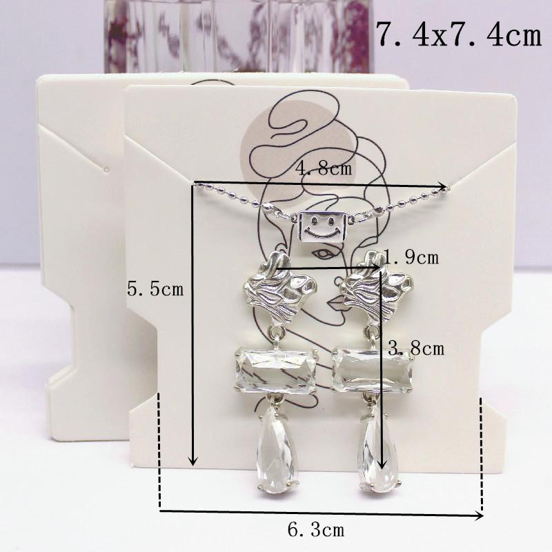 50Pcs 7.4x7.4cm White Paper Card Print Vintage Girl/cactus Girl Pattern Earring Necklace Hairband Jewelry Display Packaging Card