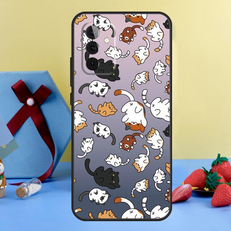 Cute Cartoon Cat Case For Samsung Galaxy A35 A55 A15 A54 A34 A14 A52 A32 A12 A13 A33 A53 A17 A16 A26 A36 A56