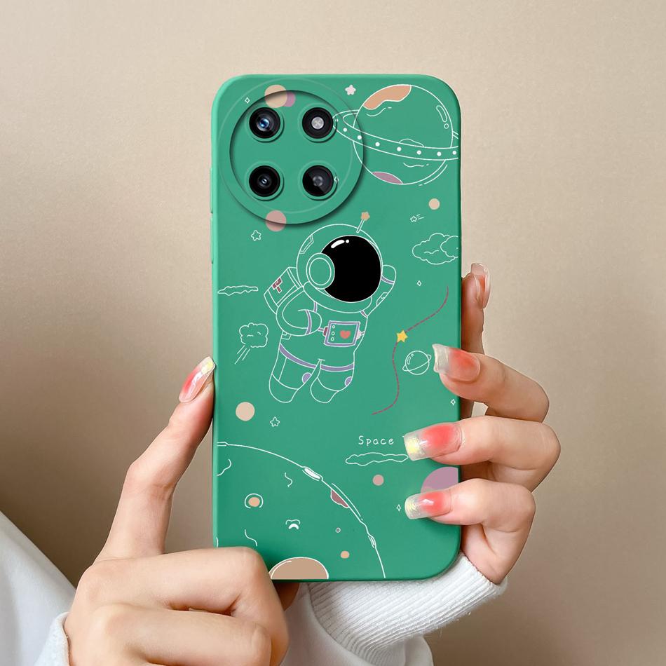 Case For OPPO Realme 11 4G Romantic Flower Soft Original Liquid Silicone Back Cover For Realme11 Upgrad Lens Protection Coque