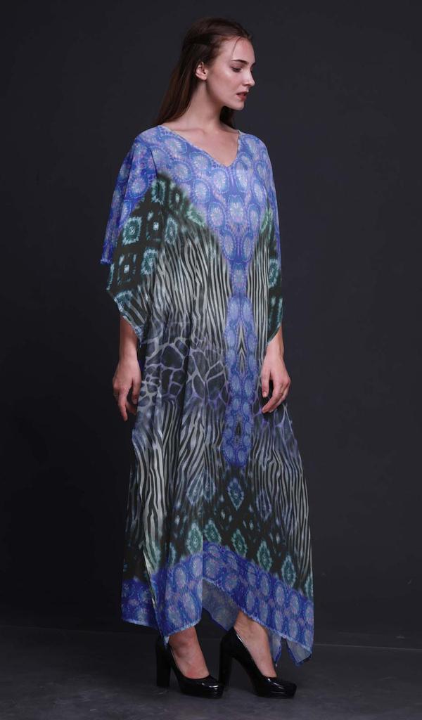 Phagun Giraffe & Zebra Animal Skin Beach Kaftan Bikini Cover up Womena    s Maxi Dress Long