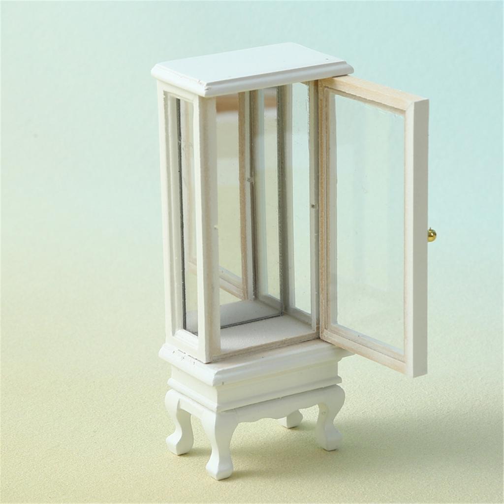 1/12 Scale Miniature Glass Door Cabinet For Dollhouse Decoration And Collectible Display Accessories Scene Decors