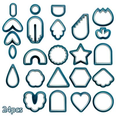Set de 24 emporte-pièces en argile polymère Plastique Argile Boucle d'oreille Cutter Acier inoxydable DIY Moule à Bijoux Accessoires de Fabrication de Boucles d'oreilles