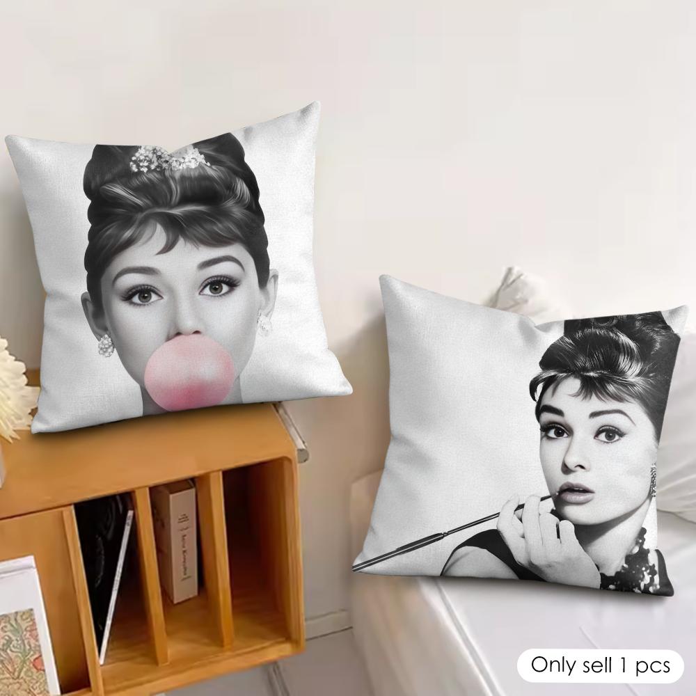 Federa Cuscino Classica A-Audrey H-Hepburn Peluche Corto Setoso Cerniera Invisibile Antipolvere Federa Cuscino Divano Per Decorazione Casa