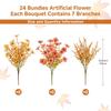 Eucalyptus Lavender Faux Autumn Decorative Plants 24PC Bundle- Artificial Fall Flowers For Outdoors Use