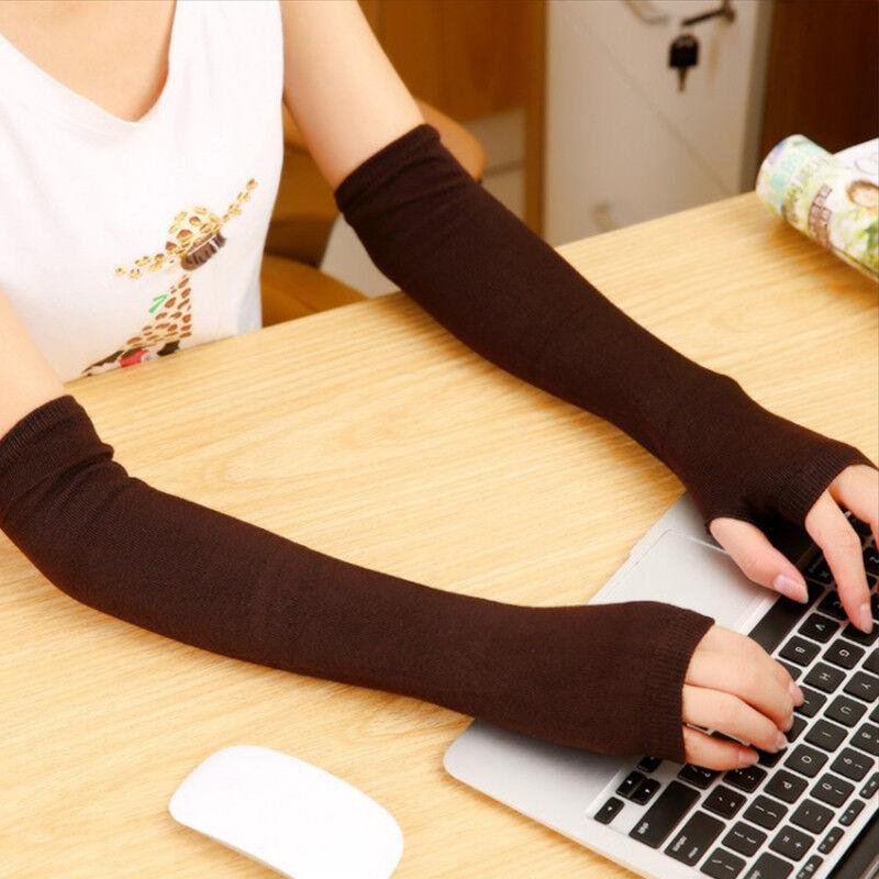 

Женские теплые перчатки, однотонные грелки, кашемировые мягкие полиэстеровые перчатки без пальцев коричневый