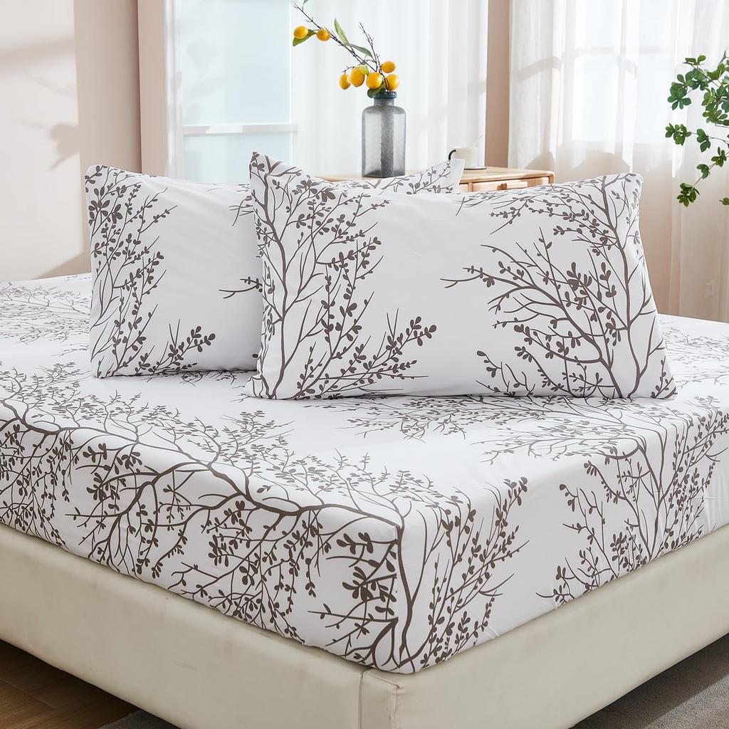 Plant Flower Pattern Bed Hat Three-Piece Digital Printing Bedding Bed Hat Three-Piece Set Children And Adults