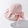 Ready To Ship Women Big Bowknot Wide Brim Bucket Hat Foldable Packable Beach Sun Caps Ladies Elegant Summer Holiday Sunshade Hat