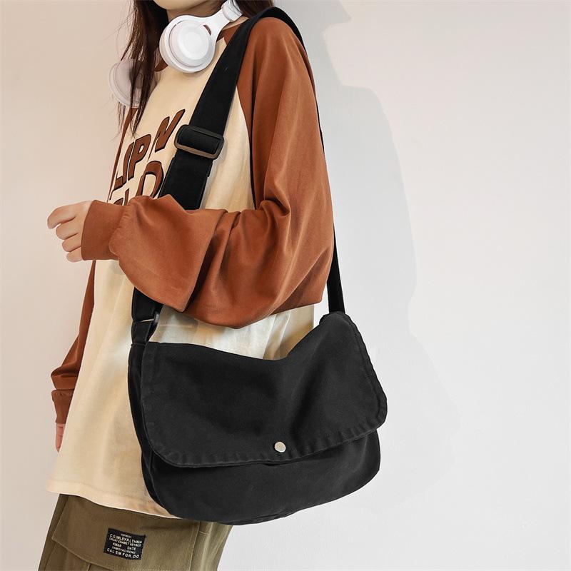 Japanese casual canvas bag crossbody bag men's and women's vintage simple shoulder bag student backpack class bag men's shoulder bag