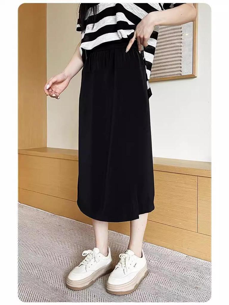 Milan Women's High Waist Wide Leg Cropped Pants - Wrinkled Pleated Skirt Style, Breathable and Loose Fit for Summer.