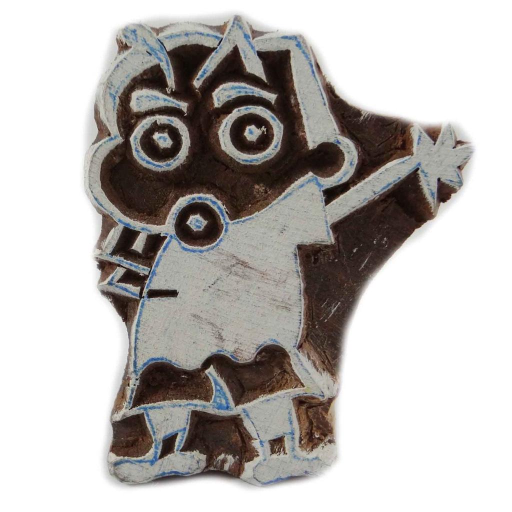 Handmade Cartoon Pattern Hand Carved Wooden Blocks Textile Print Fabric