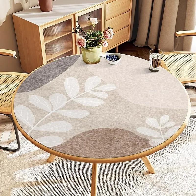 Round Waterproof Tablecloth Pvc Oil-proof Anti-scalding Dining Table Mat Japanese Minimalist Style Home Decoration Tablecloths